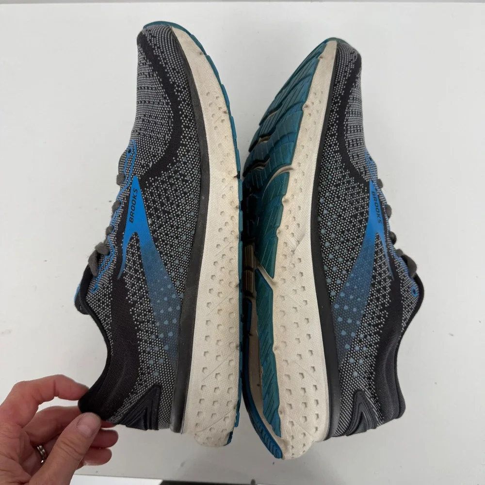 Brooks Glycerin 18 Mens 9 Running Shoes Black Blue Sneakers comfort walking